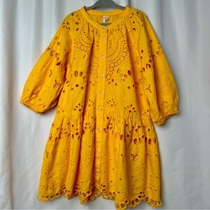 Girls Anthropologie Tallulah Eyelet Dress 5/6 Sunshine Yellow Tunic Dress